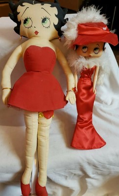 Vintage Betty Boop Talking Doll Red Satin Dress & 1999 Betty Boop Plush Kings