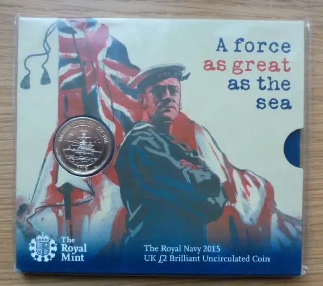 2015 UK Royal Mint Royal Navy First World War £2 BU Two Pound Coin Pack Sealed