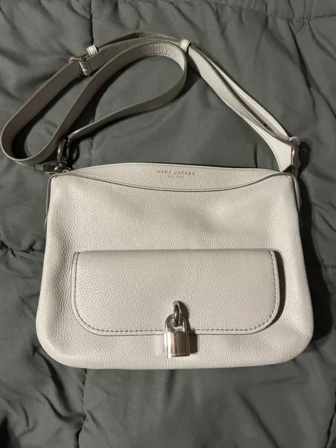 AUTHENTIC NWT MSRP$450 Marc Jacobs The Cushion Leather Bag in White /Ivory
