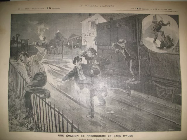 Train Gare Agen Evasion Prisonniers Assassinat Baronne De Valley Gravures 1896