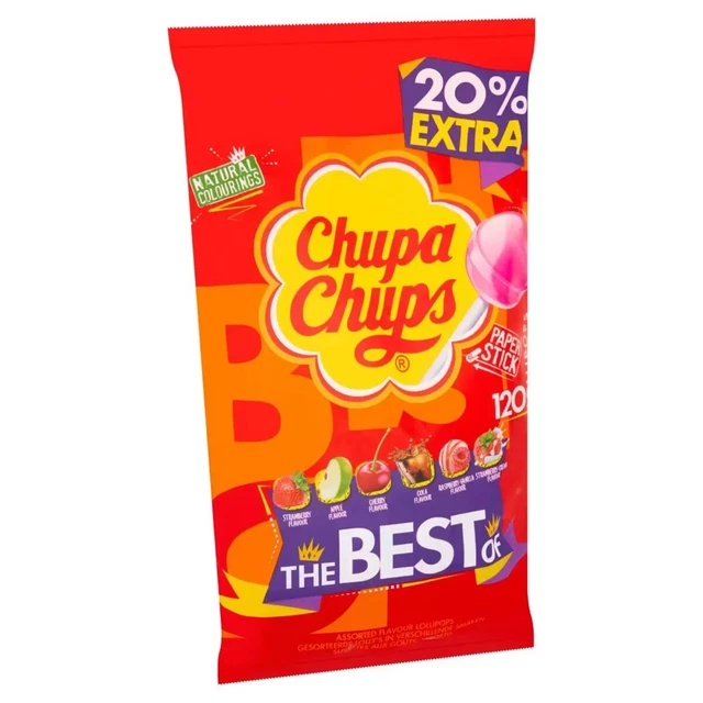 Chupa Chups Lollipops Assorted 6 Best Flavours 120 Lollies Party Bag