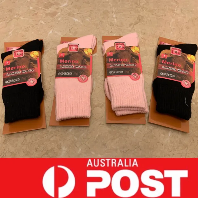 4 Pairs Quality Merino Lamb Wool Socks,Fashion Warm Comfy,Black Pink, AU Stock