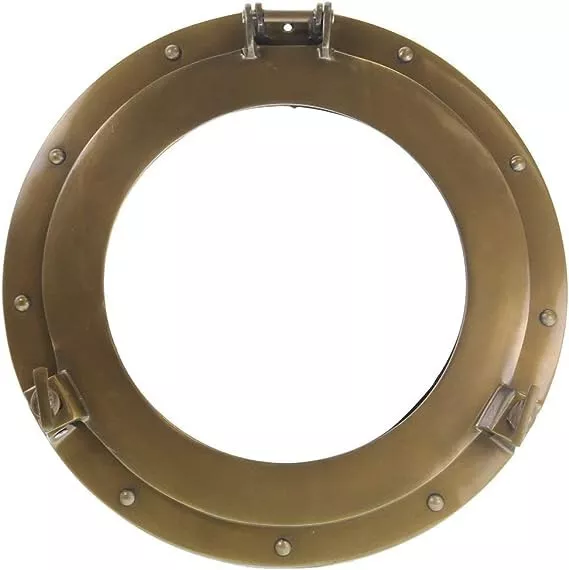 15" Aluminio Portilla Ventana Con Bronce Acabado: Náutico Navío Decorativo Hecho