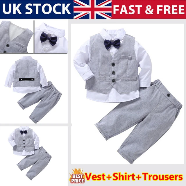 3pcs/Set Baby Toddler Boy Christening Outfit Kids Formal Suit Wedding Clothes~
