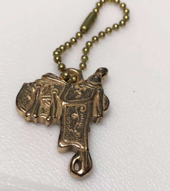 Vintage Horse Saddle Rider Equestrian Ride Pony Donkey Keychain Key Ring Chain