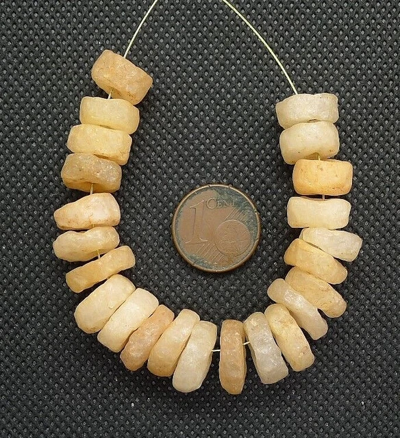 Perles Ancien Quartz Afrique Mali Ancient African Neolithic Agate Disk Beads °2