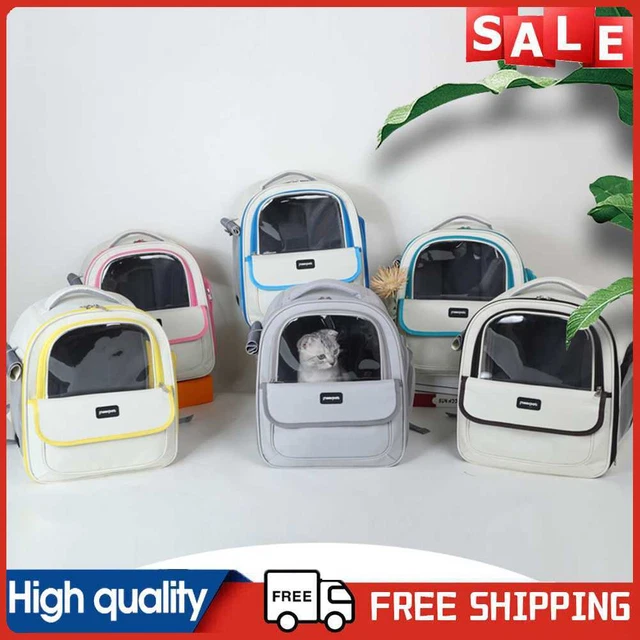 Mochila doble bolso para gatos transpirable bolso de transporte para mascotas moda llevar suministros para mascotas