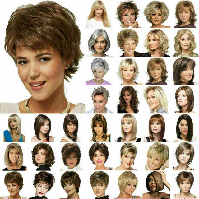 Peluca rizada natural corta recta ondulada corte pixie BOB cabello humano pelucas completas para mujer