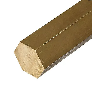 0.500 (1/2 inch) x 12 inches, C360-H02 Brass Hexagon Bar