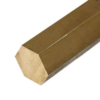 0.500 (1/2 inch) x 12 inches, C360-H02 Brass Hexagon Bar