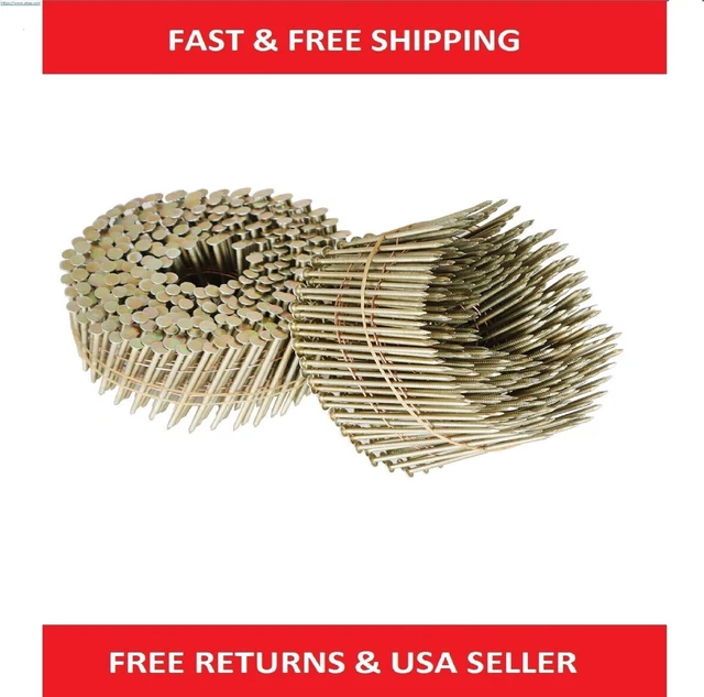 Siding Nails 2-1/2" x 0.090" Wire Collated Coil Galvanized 15-Degree Ring Shank