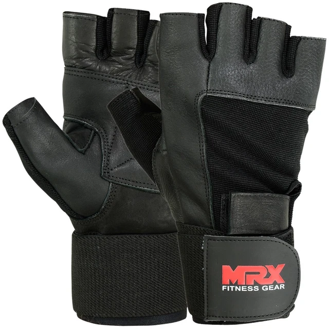 Men's Weight Lifting Gloves Gym Training Workout Grip Glove Long Wrist Strap MRX