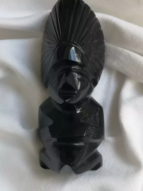 9 Gold-Obsidian Figur schwarzer Stein Gott Mexico Maya Inka 226 Gramm Sammlung