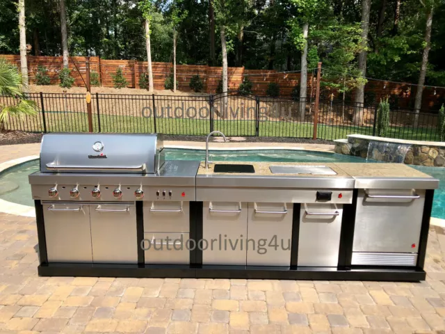 outdoor kitchen w grill sink refrigerator granite more