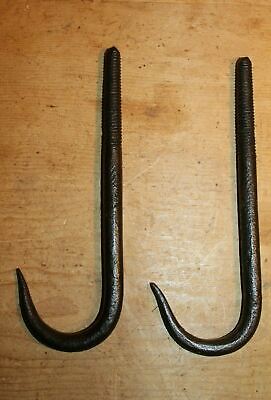 Antique Style Wrought Iron Beam Hooks Pair Meat Beam Butchers Screw In