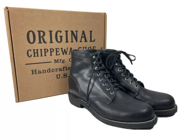CHIPPEWA BEAUFORT MENS Leather 1939 Service Boots Black 12 12D USA Vibram Work 99.00 PicClick