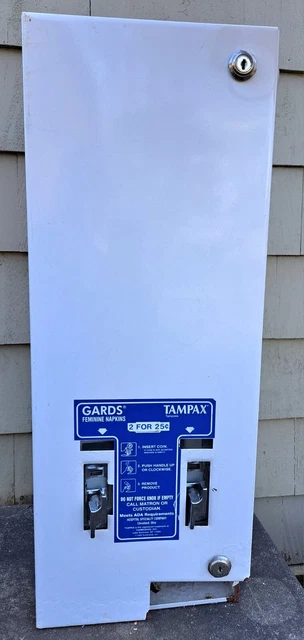 Vintage Feminine Napkins Tampax Vending Machine, Hospital Speciality Co, Works!