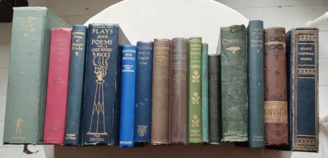 15 Antique Victorian & Later Poetry Books Keats Brooks Cowper Herrick Dryden,