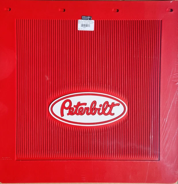 Peterbilt OEM Red Mud Flap Pair with White Logo 24" x 24"  1185R  Original