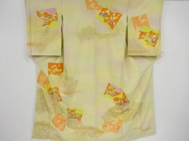41645# Japanese Kimono / Antique Kimono / Kiku & Ume Blossom With Traditiona