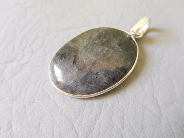 Pendentif En Quartz Fantôme Et Argent 925 - 14,50g - Forme Poire - Cabochon Naturel Violet/brun