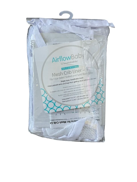 Airflow Baby Mesh Crib Liner 9" Four Sided Crib Liner Breathable Crib Essential