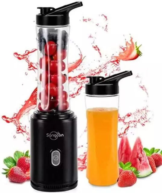 Frullatore Personale Mini-Size Blender Con 2 Bottiglie Portatili 600Ml, 2 Coperc