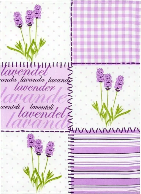 Geschirrtuch 50 x 70 cm Halbleinen Leinen Baumwolle Lavendel Lavendelblüten