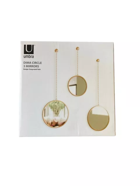Umbra Dima Circle Mirrors Copper/Rose Gold Set of 3 Hanging Wall decorative