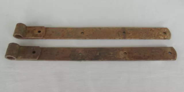 Pair of Antique Rustic 20 5/8" Iron Strap Hinges (Farm Barn Door Gate Rusty)