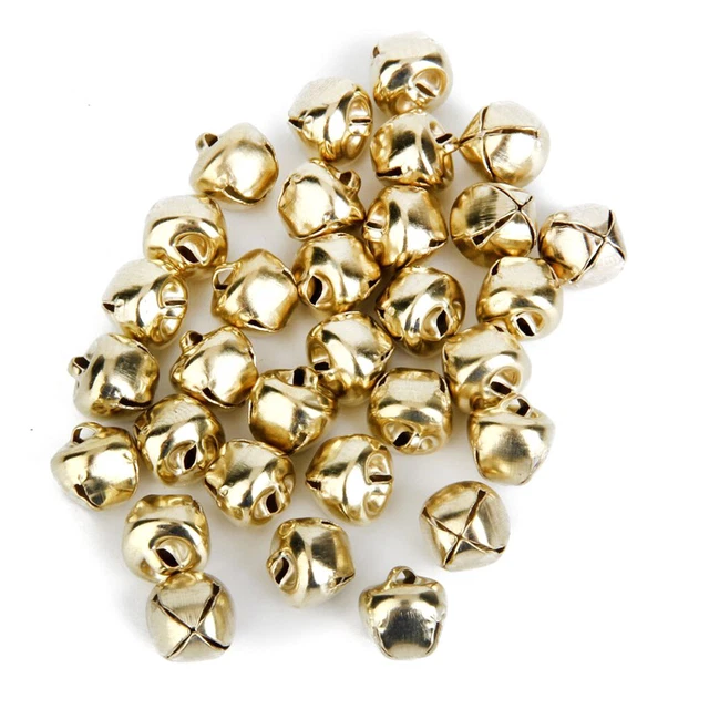 100 Clochettes Dorées 10mm Et 14mm - Pour DIY Bijoux, Déco Noël, Emballage Cadeau - Cuivre Doré