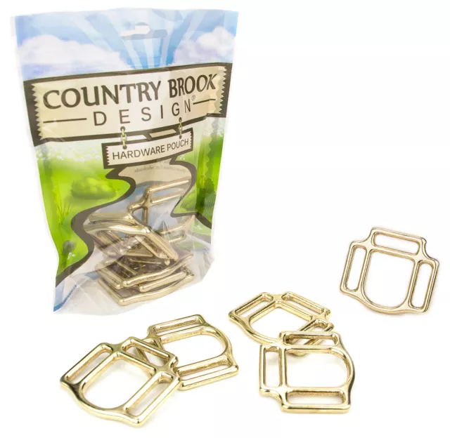 2 - Country Brook Design® 1 Inch Solid Brass 3-Sided Horse Halter Squares