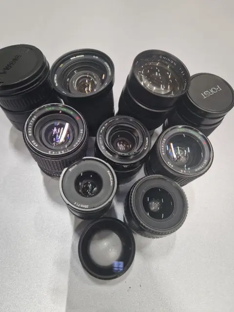 Lot of 10 Zoom Lens Various Models 28-105mm/200mm/135mm/35-70mm/28mm For Parts