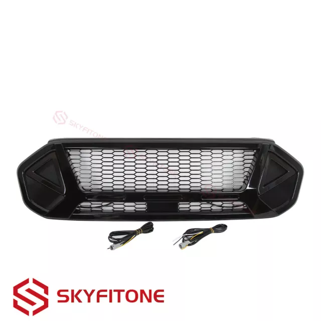 Fits 2019-2021 Ranger Front Grille Mesh Style W/LED DRL&Siginal Lamp Black