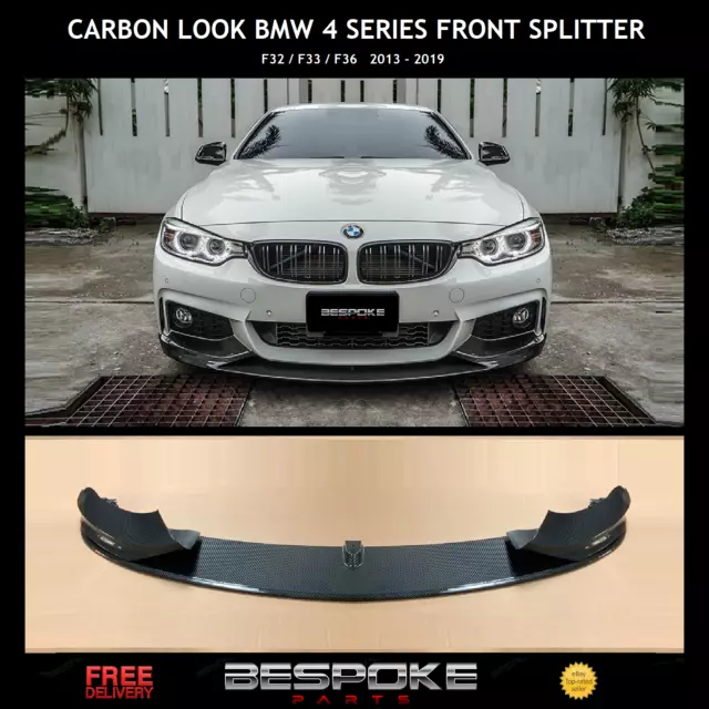 For Bmw 4 Series M Sport F32 F33 F36 Front Carbon Fibre Look Splitter Bumper Lip