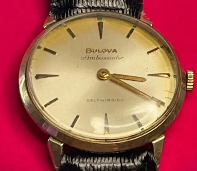 BULOVA AMBASSADOR Self Winding Automatic M5 10K Gf 1965 Wrist Watch ...