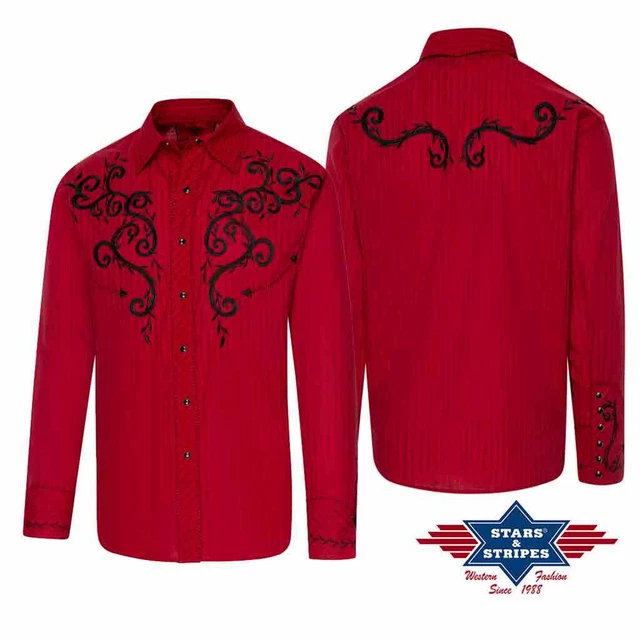 Chemise Western Homme Stars & Stripes Noir Et Blanc - Style Country, Fait Main, Vintage