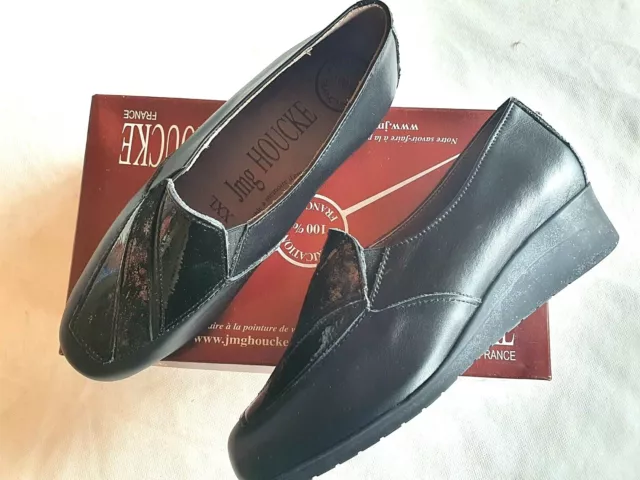 Chaussures en cuir noir neuves Jmg Houcke modèle Papille taille 41 (pa)