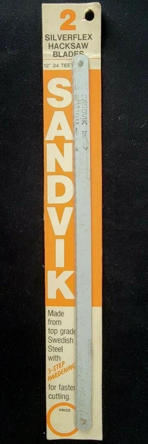 Vintage SANDVIK Hacksaw Blades (Qty. 2) 12" 24 TPI Silverflex NEW SEALED NOS