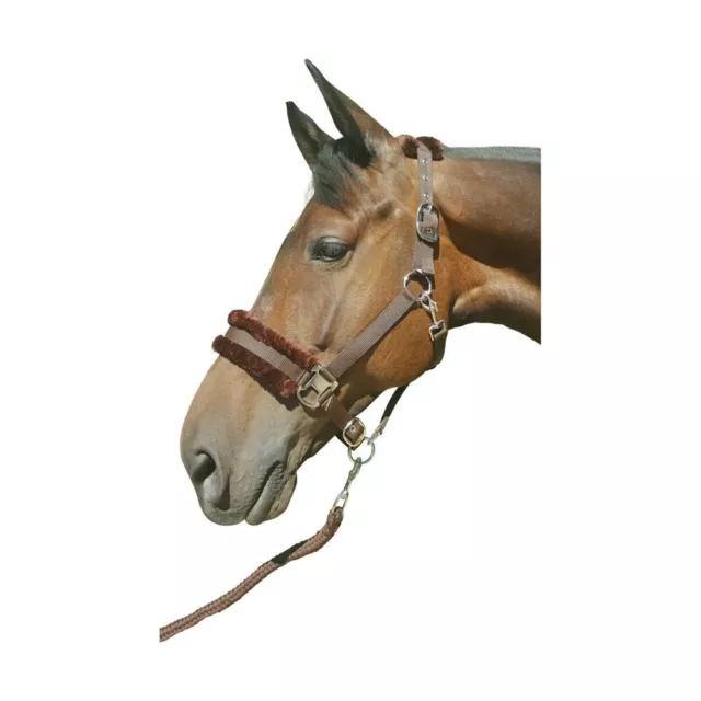 Hy Equestrian Faux Fur Padded Fleece Head Collar with Lead Rope - Pony