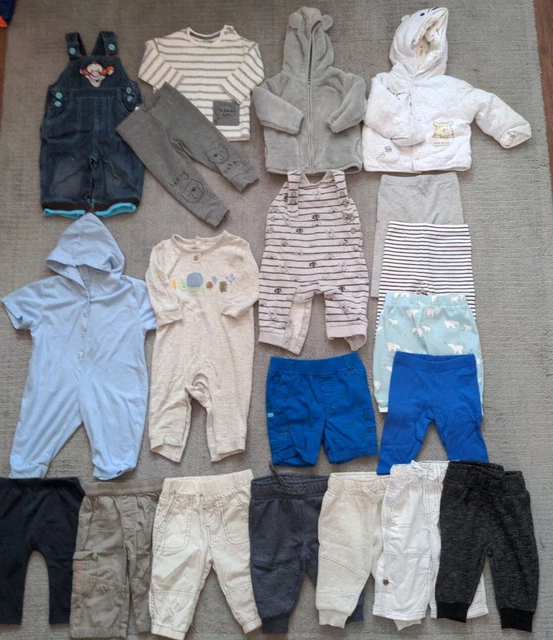 Pacchetto massiccio bambini 3-6 mesi vestiti abiti dunagree pantaloni ecc.