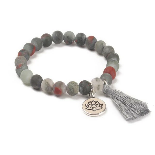 8mm Frosted Bloodstone Bracelet 7.5 inches Healing Wrist Reiki Men Spirituality