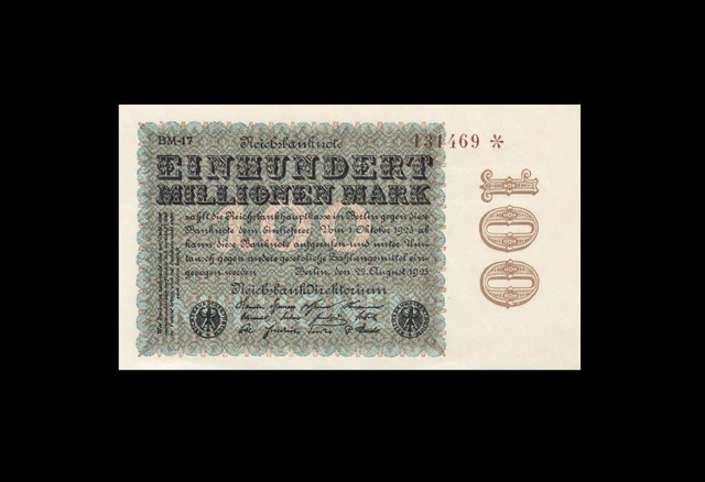 1923 Germany 100 Millionen Mark ~Berlin~ **Star Note** (( Gem Unc ))