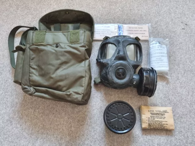 Superb 1980s British Army S6 Respirator Gas Mask Haversack & Decontamination Kit