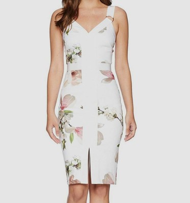 $315 Ted Baker Women's White London Harmony Floral Sheath Dress Size 1