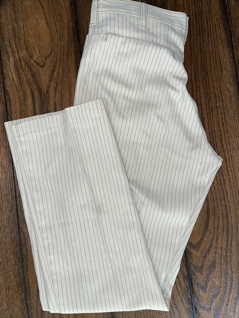 1960’s / 1970s Denim Linen Pants Flare Bell bottom Hippie White Pinstripe 30x30