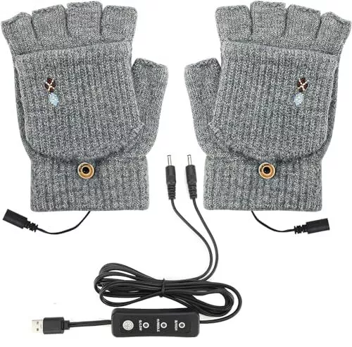 beseloa Gants chauffants USB unisexes pour homme et femme - Gants d'hiver cha...
