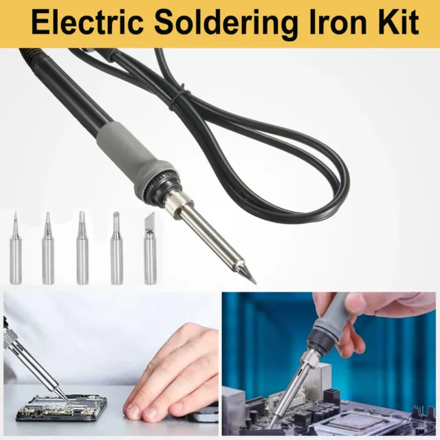 60W Soldering Iron Electronic Welding Solder Wire Adjustable Temperature Kit AUS