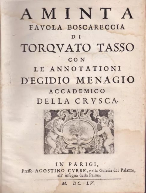 Aminta Favola Boscareccia di Torquato Tasso relié 1655