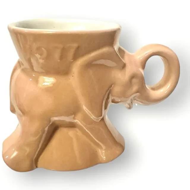 Vintage Frankoma GOP Republican Elephant Mug 1977 Pink Trunk Handle Pottery
